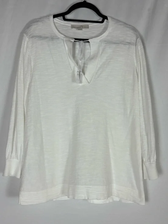 LOFT Off-White Ribbed Knit Top - Picture 2 of 6
